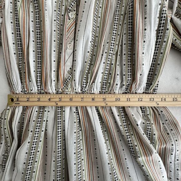 dRA Los Angeles Womens Dress Tan Stripe M Tiered Peasant Boho Prairie Western - Picture 14 of 16